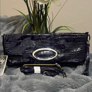 Bellini Purple Crocodile Pattern Clutch/Crossbody NWT